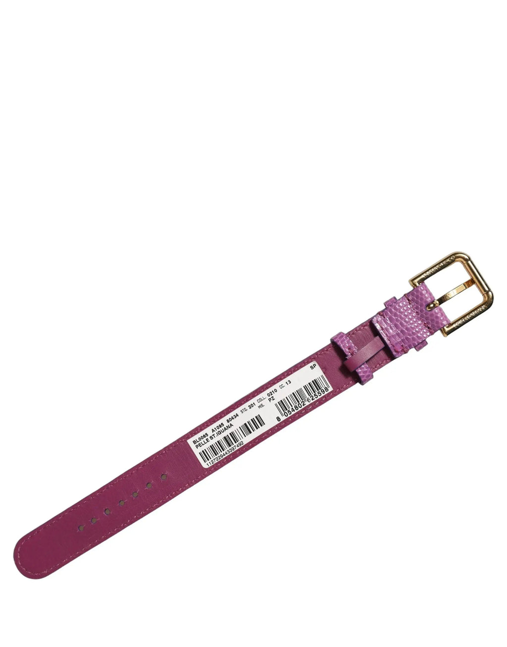 Bracelet ceinture dolce & gabbana en cuir texturé violet avec boucle dorée