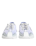 Chaussures dolce et gabbana ns1 basses en mesh blanc et violet clair avec accents argentés et semelle blanche épaisse
