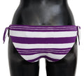 Bas de bikini dolce & gabbana rayé violet et blanc avec nœuds latéraux pour la plage