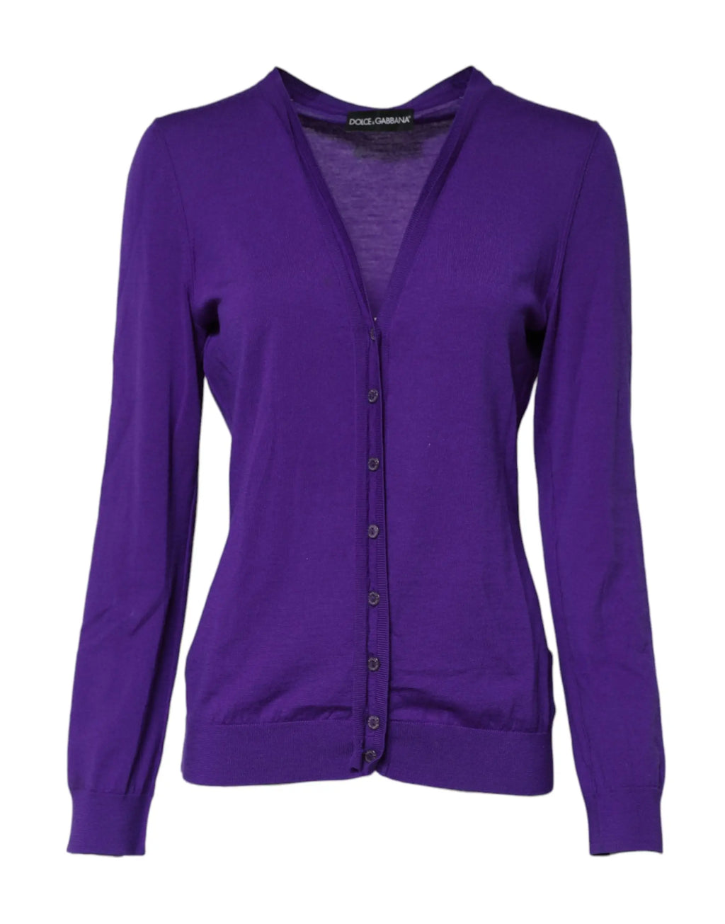 Cardigan dolce & gabbana violet en laine avec col en v et fermeture par boutons
