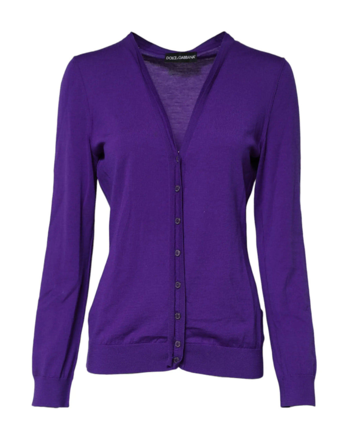 Cardigan dolce & gabbana violet en laine avec col en v et fermeture par boutons