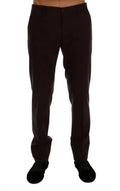 Pantalon formel dolce & gabbana en laine stretch violet avec coupe droite classique et plis subtils à la taille