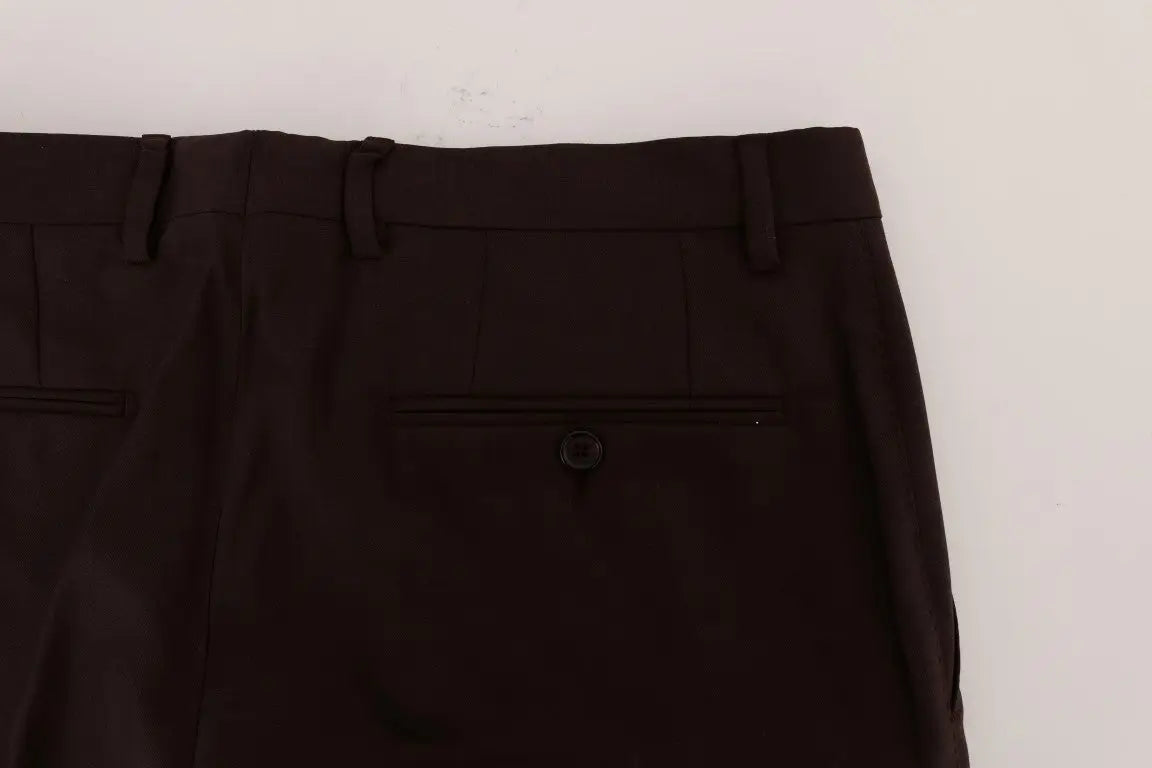 Pantalon formel dolce gabbana violet en laine stretch avec design structuré et plis subtils au dos
