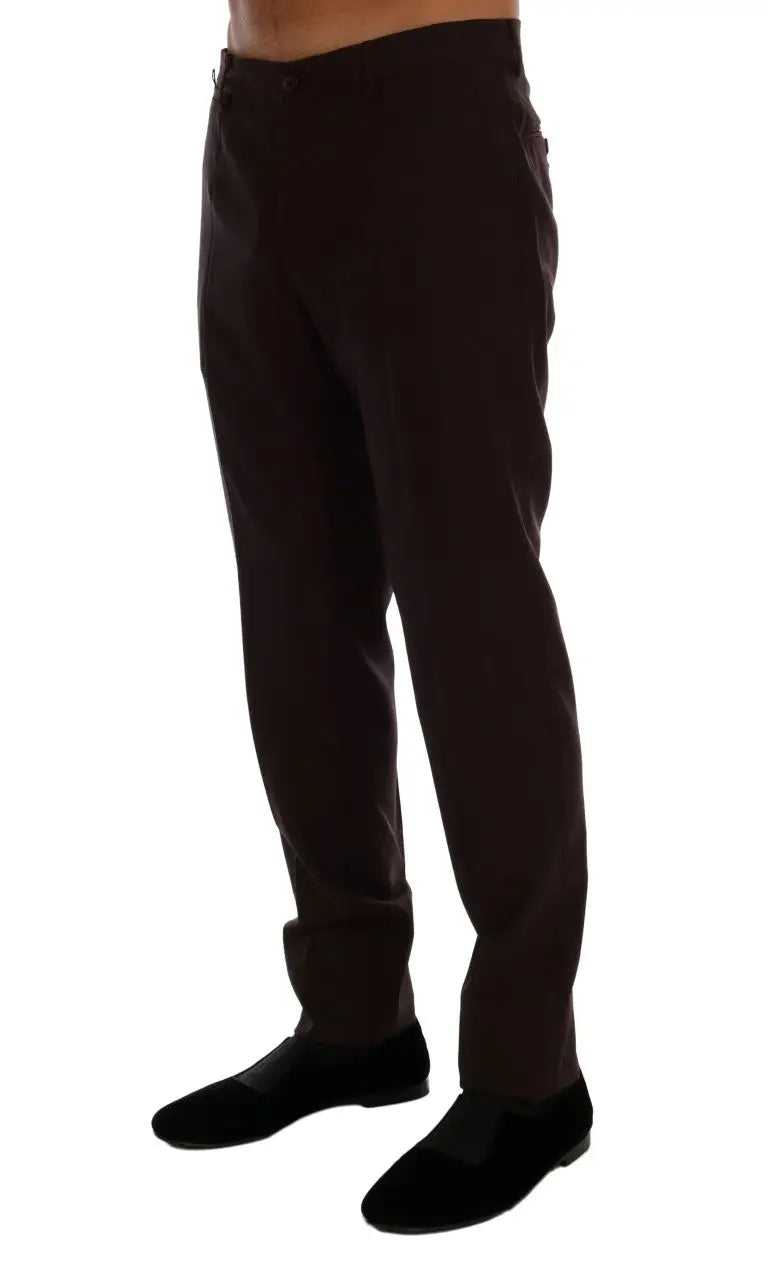 Pantalon formel violet en laine stretch dolce & gabbana avec coupe droite élégante et pli subtils