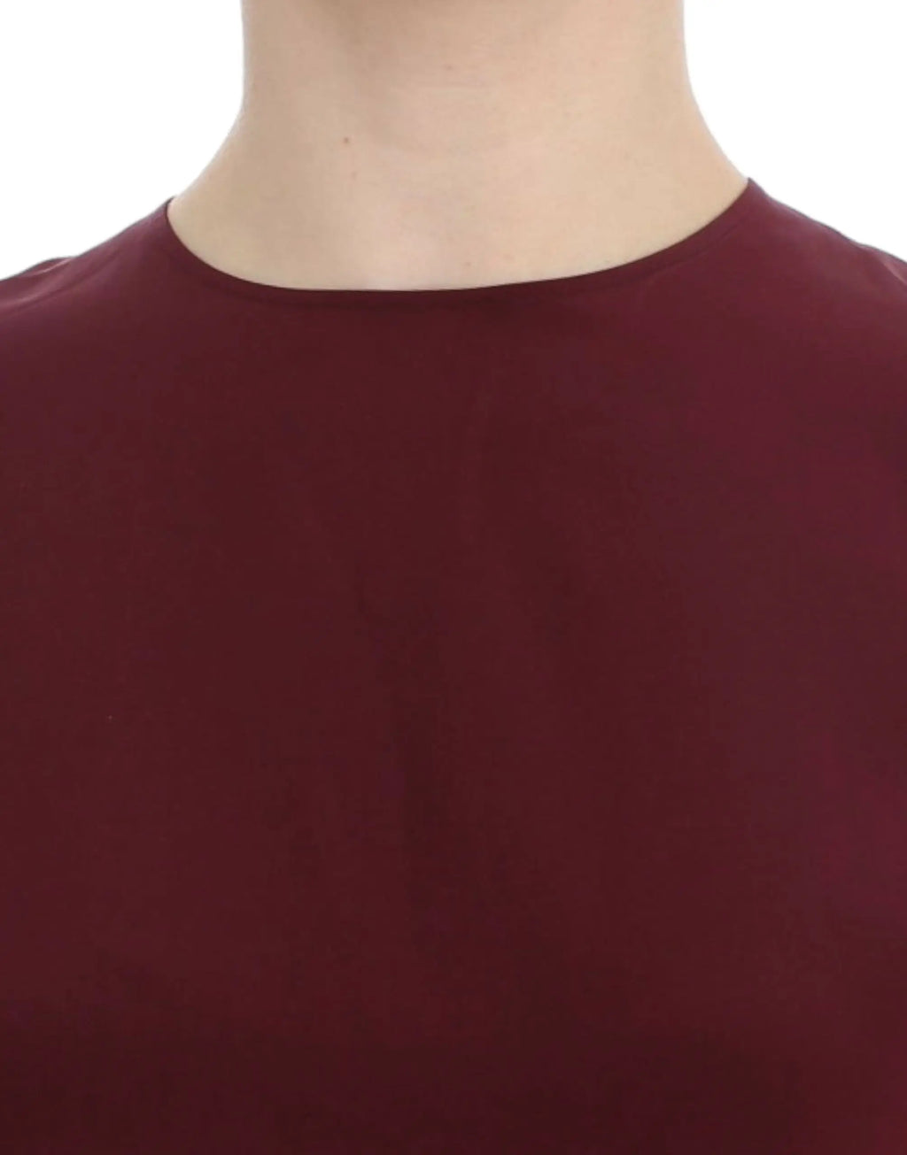 Dolce & gabbana blouse rouge en soie avec manches trois quarts vue avant sur tissu lisse