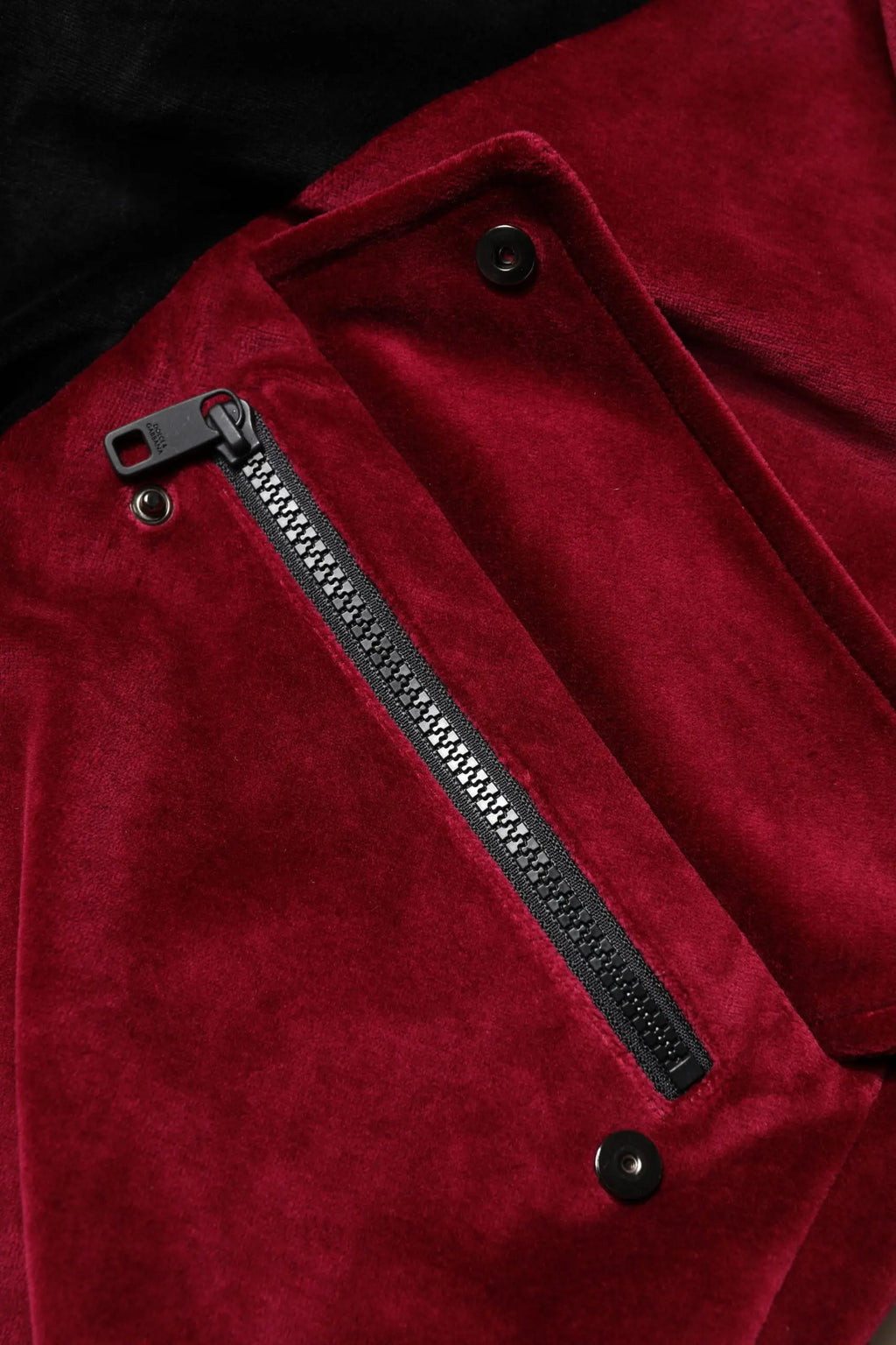 Veste bomber dolce & gabbana rouge et noire en coton avec fermeture éclair et boutons pression assortis
