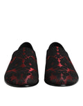 Dolce & Gabbana mocassins slip-on pour homme en jacquard rouge et noir avec un design tissé texturé