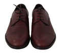 Chaussures derby formelles en cuir bordeaux rouge dolce & gabbana avec lacets foncés et bout droit classique