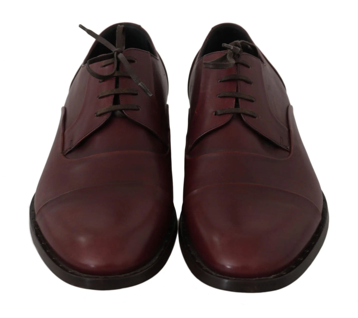 Chaussures derby formelles en cuir bordeaux rouge dolce & gabbana avec lacets foncés et bout droit classique