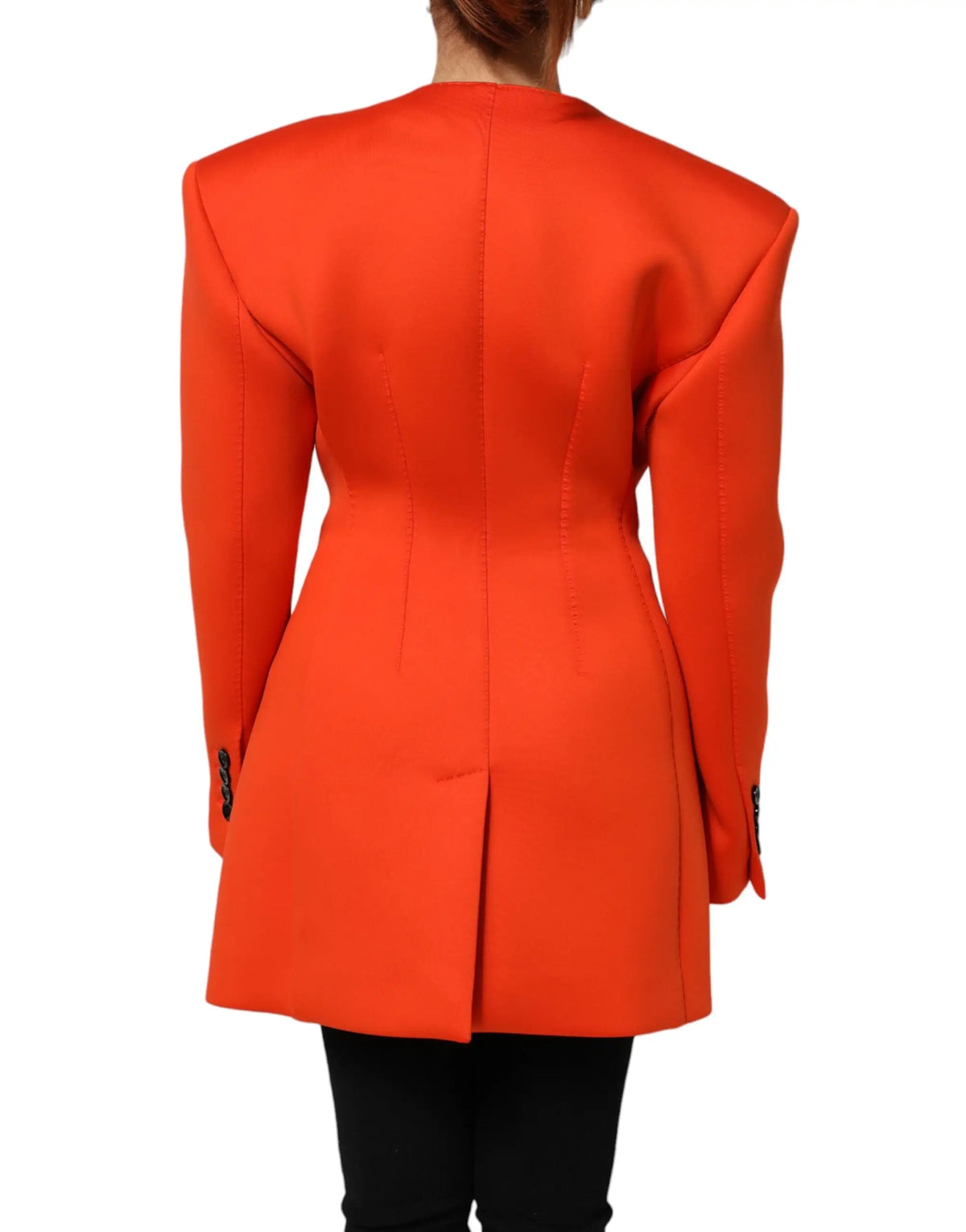 Veste trench pour femme dolce & gabbana rouge à boutons avec blazer orange vif cintré et épaules structurées