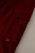 Pantalon cargo skinny en velours côtelé rouge dolce & gabbana avec bouton noir et détail de sangle orange