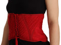 Corset rouge texturé Dolce & Gabbana en soie avec laçage avant et ceinture extensible à la taille