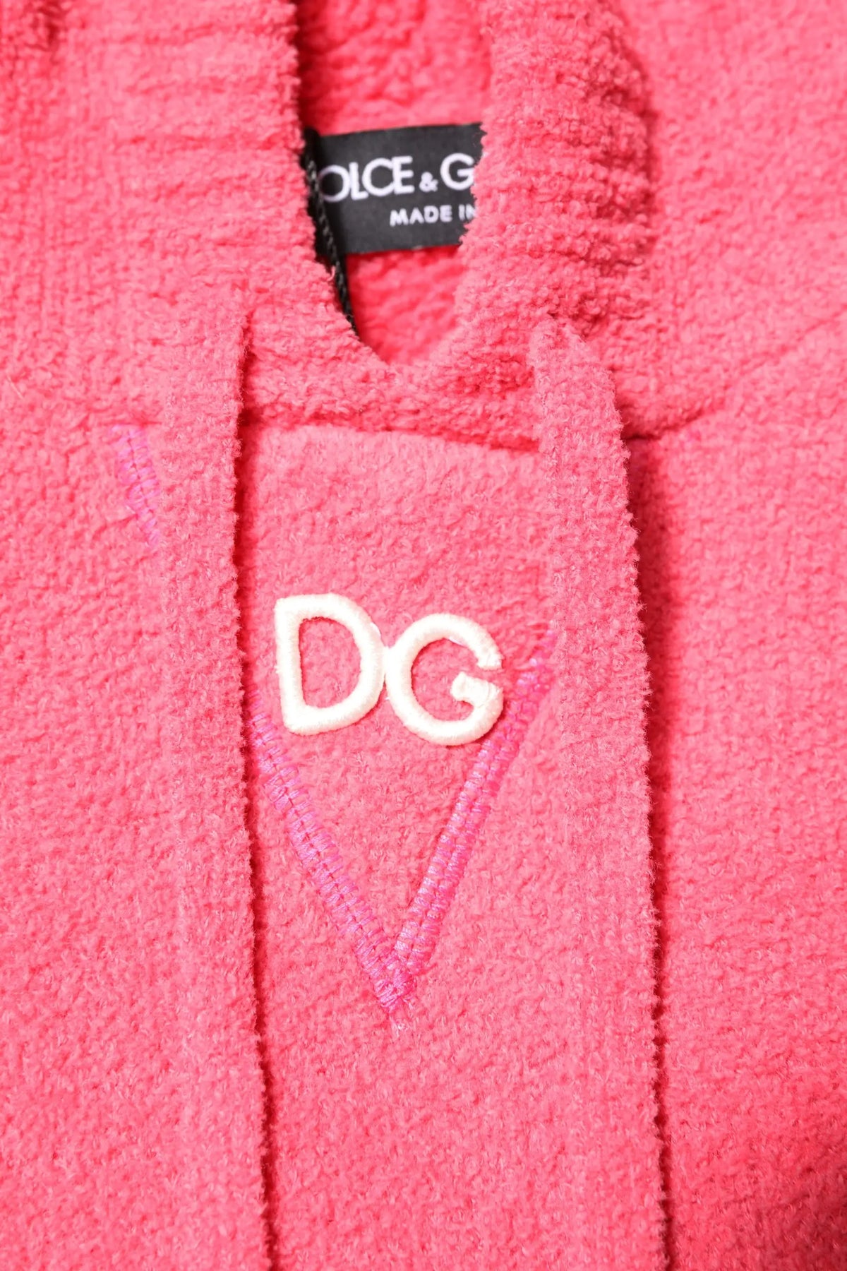 Robe en peluche rose dolce & gabbana avec logo dg brodé blanc pour homme en coton red pullover sweat à capuche