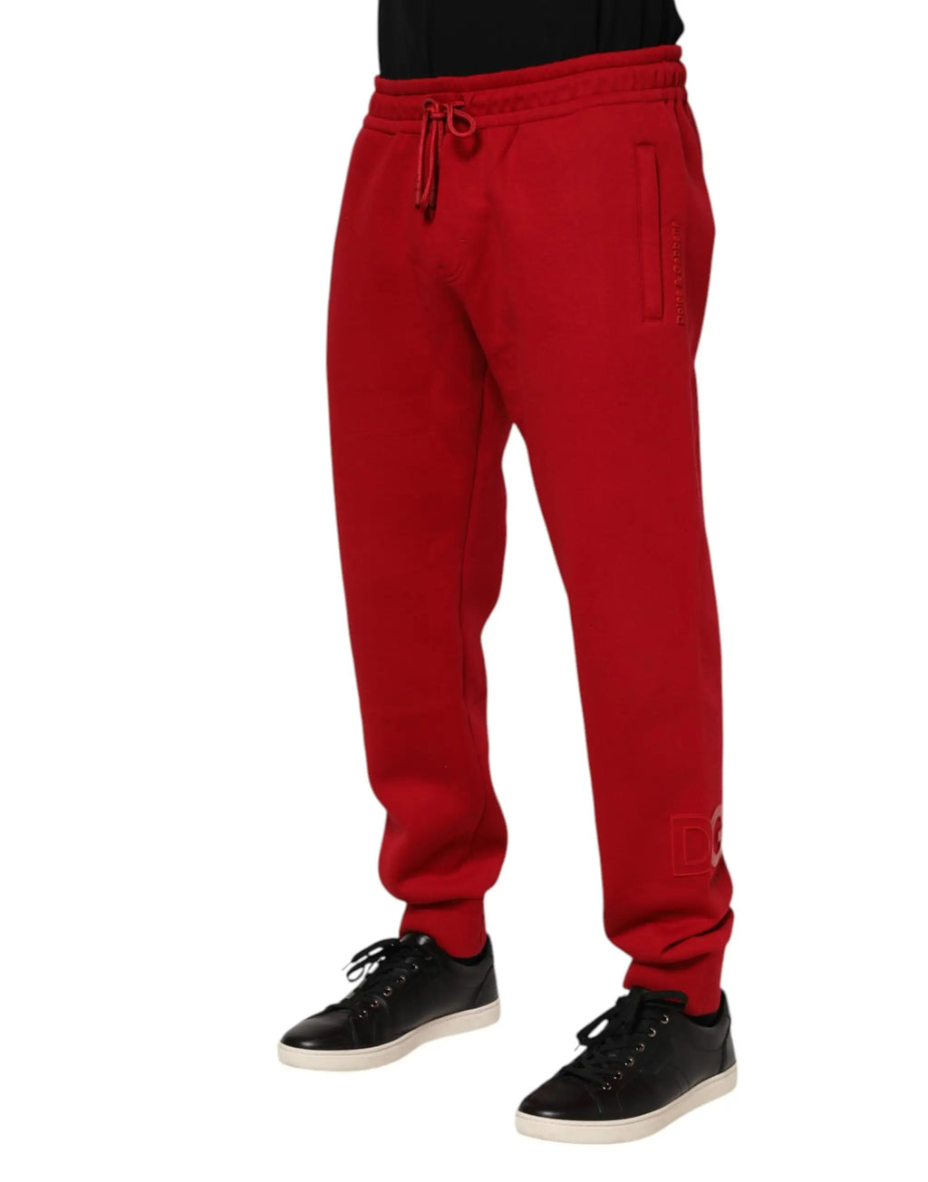 Pantalon de jogging rouge dolce gabbana en coton avec taille à cordon et poches latérales en molleton doux