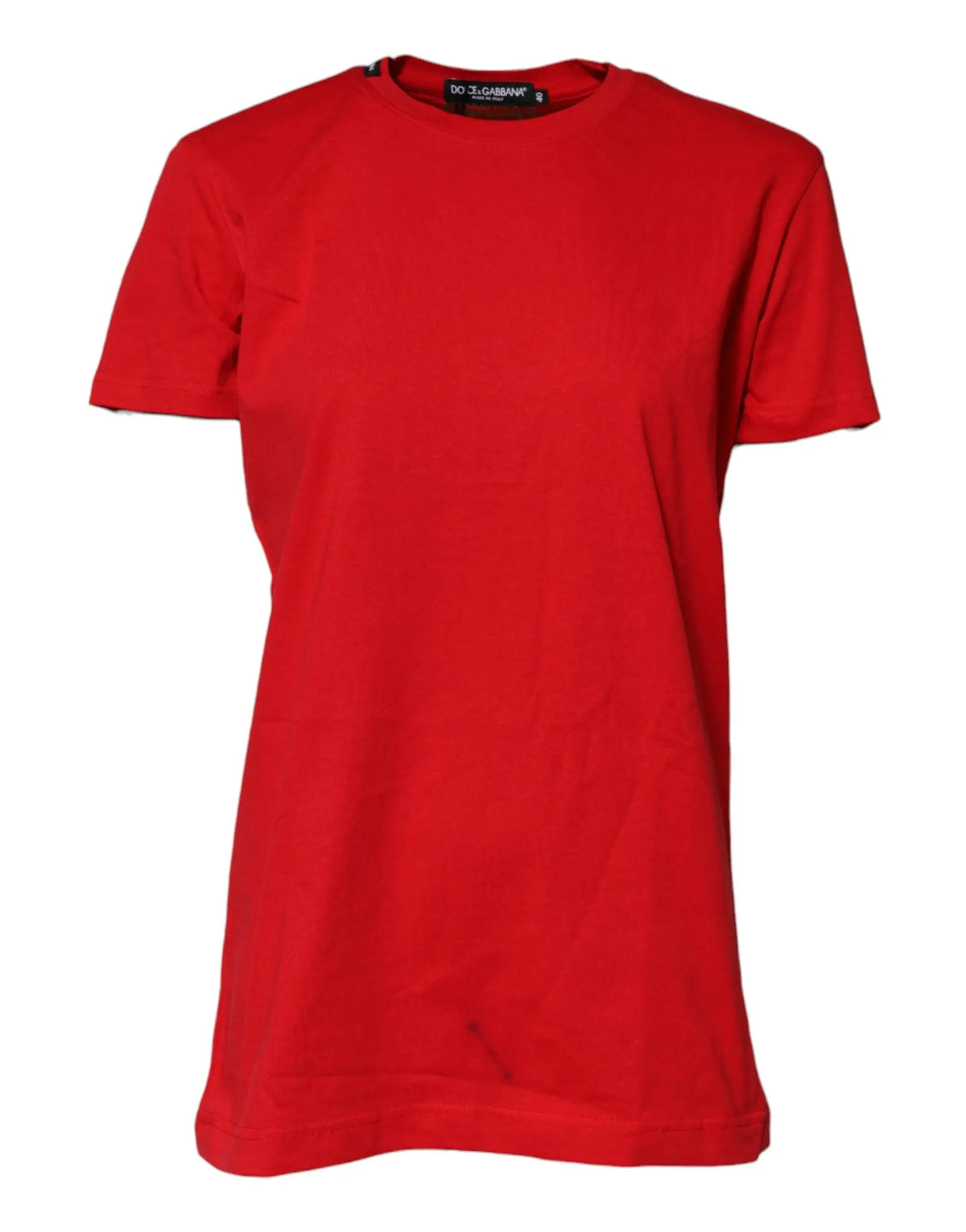 T-shirt dolce gabbana rouge en coton à manches courtes avec col rond classique et coutures discrètes