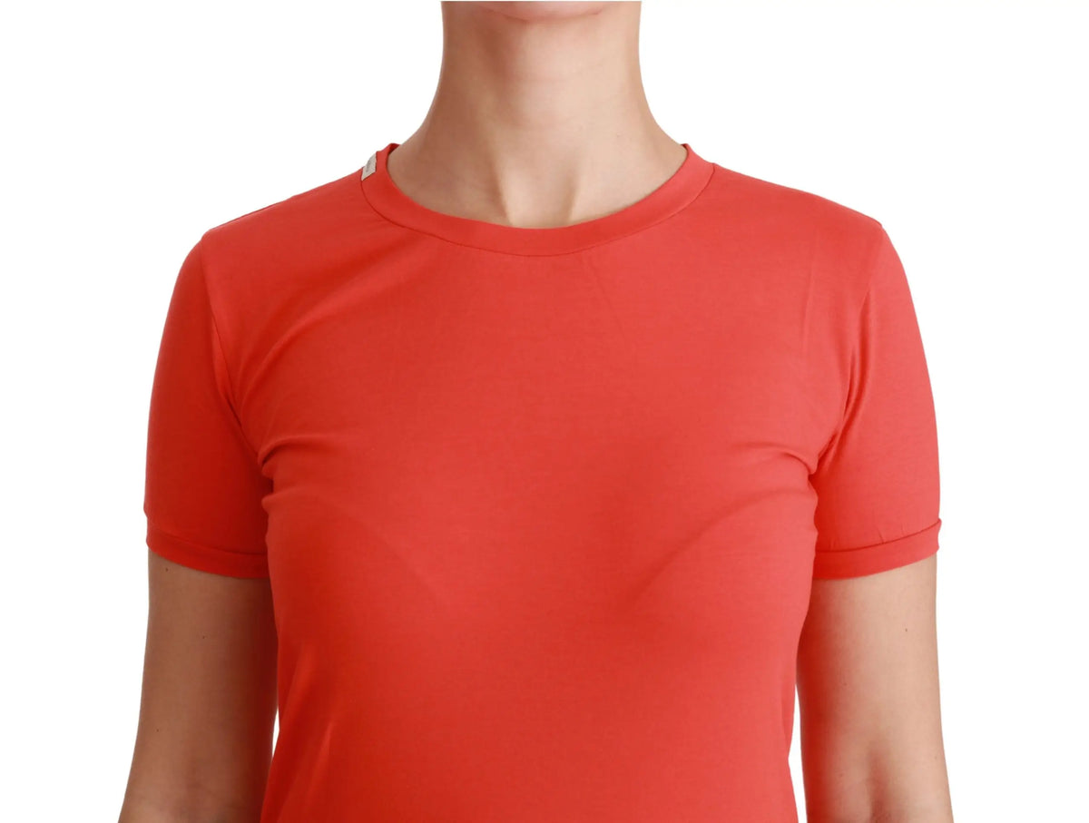 T-shirt dolce & gabbana rouge à col rond manches courtes en coton au tissu lisse et vibrant
