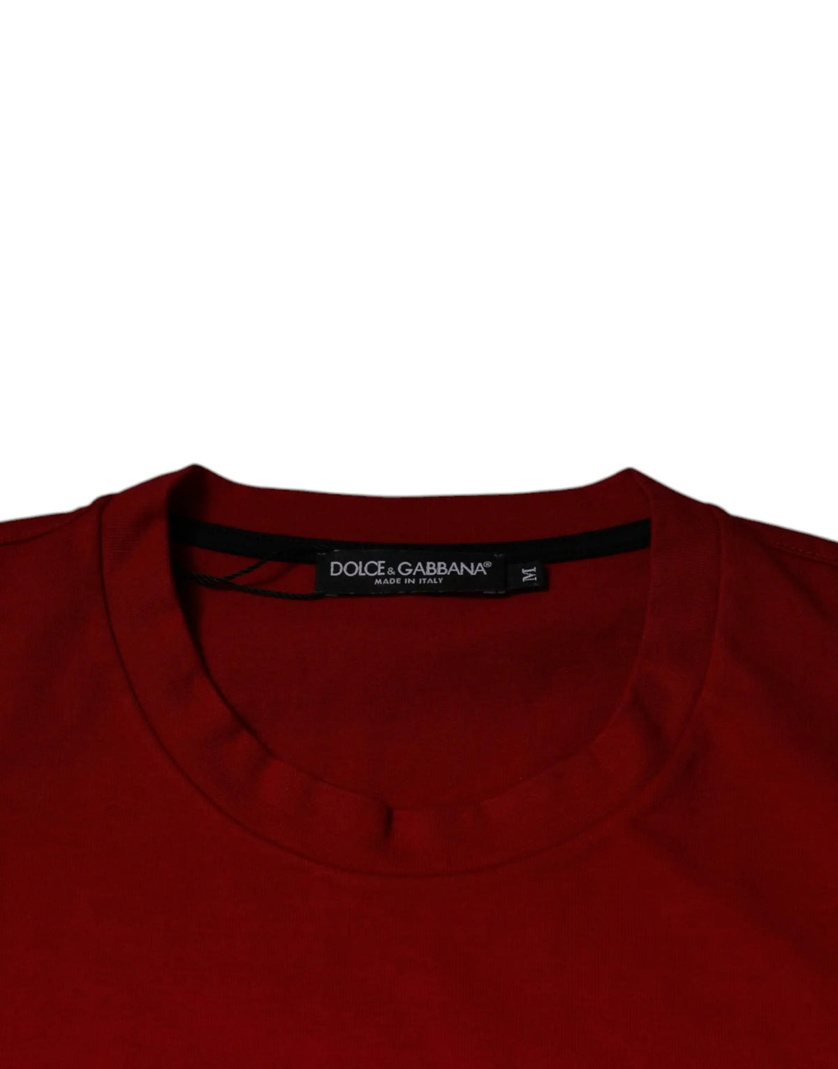 T-shirt dolce & gabbana rouge riche en coton avec col rond et étiquette noire made in italy visible