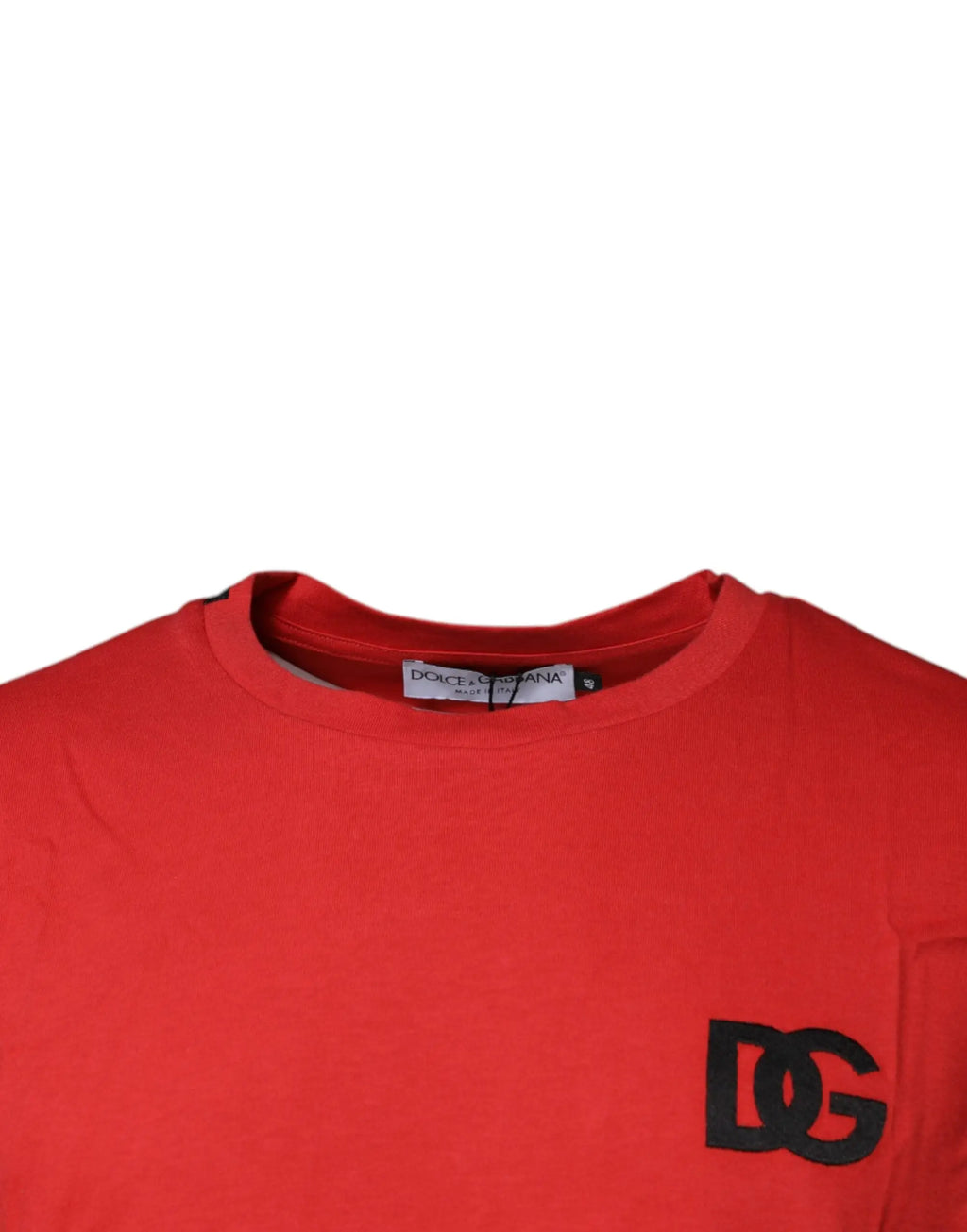 T-shirt rouge dolce & gabbana en coton avec logo dg noir sur la poitrine col rond