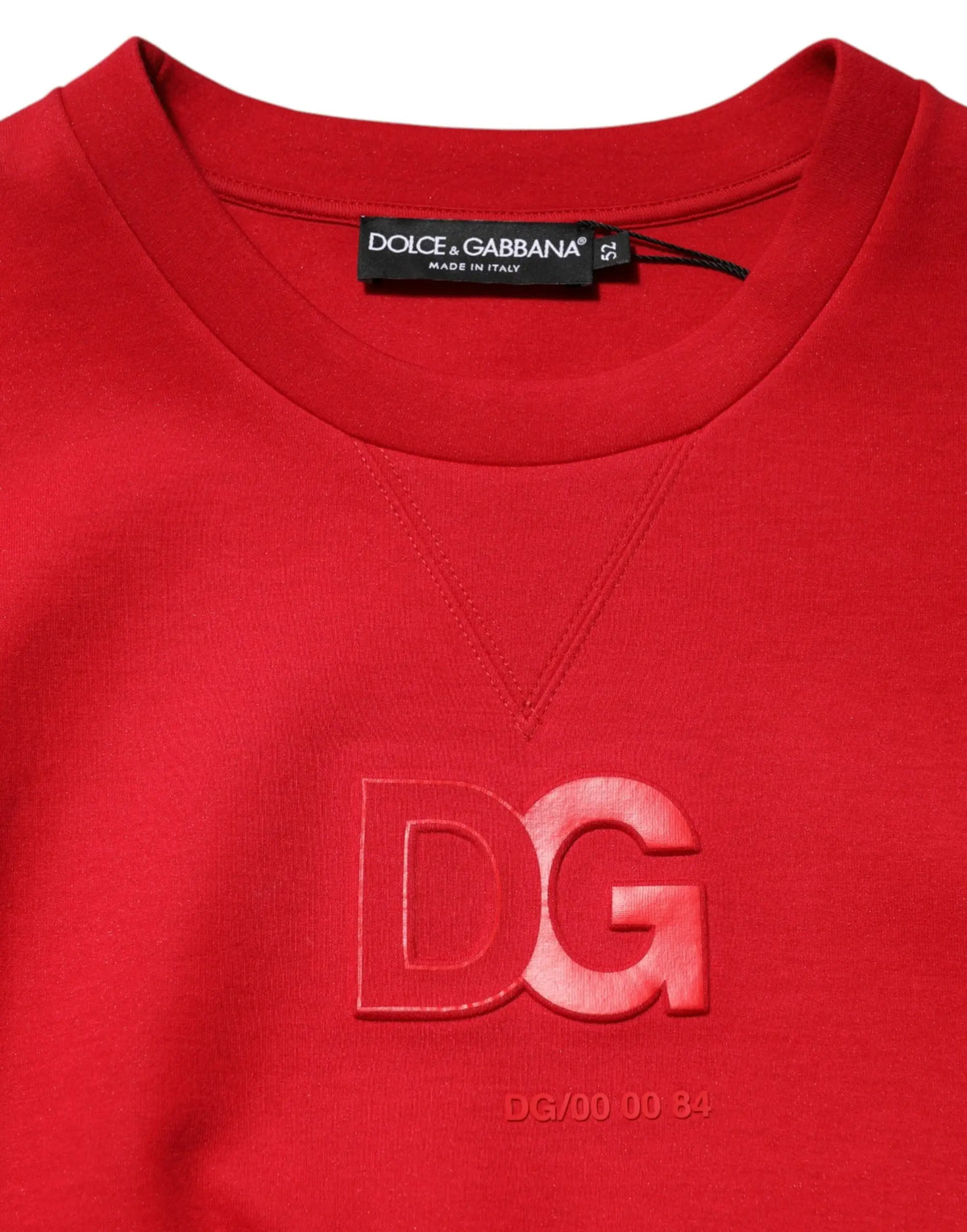 Sweatshirt dolce & gabbana rouge pour homme avec logo dg en relief sur la poitrine en coton doux