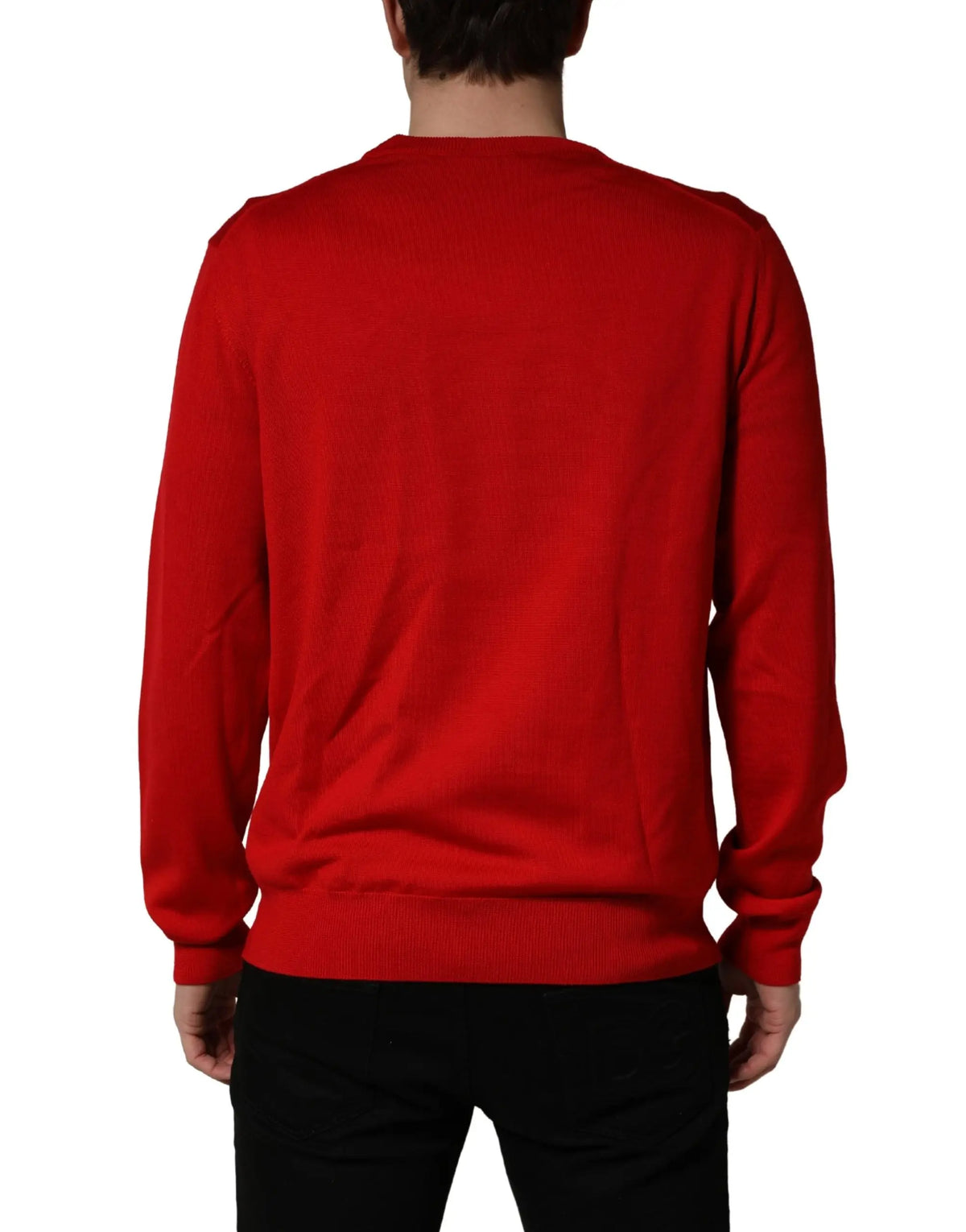 Pull à col rond dolce & gabbana rouge vif avec imprimé œil manches longues et ourlets côtelés