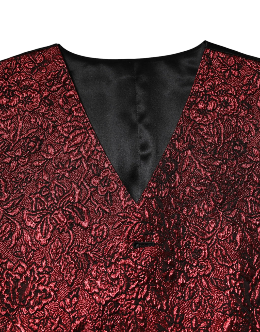 Dolce & gabbana rouge gilet homme en dentelle brodée floral avec doublure satin noire intérieure élégante