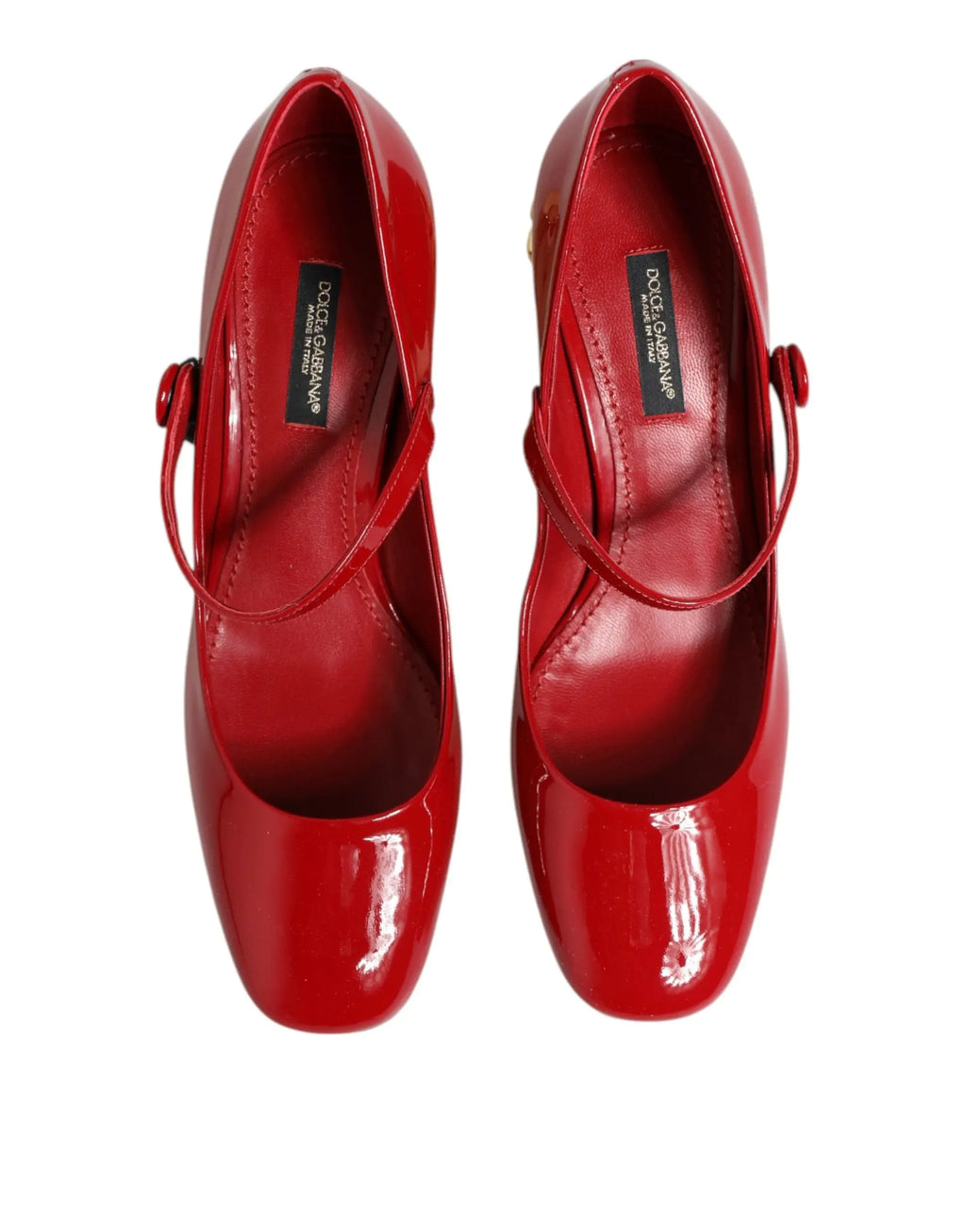 Dolce & Gabbana talons mary jane rouges en cuir verni avec bout carré et bride à la cheville