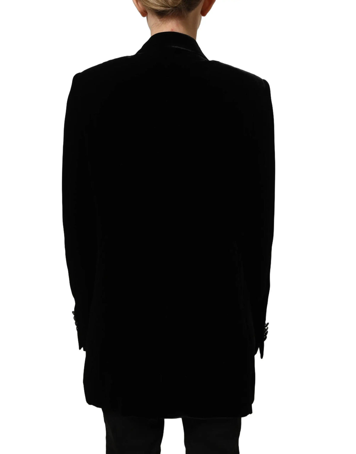 Blazer en velours noir avec revers crantés et poignets à boutons dans la veste rouge léopard nylon Dolce & Gabbana