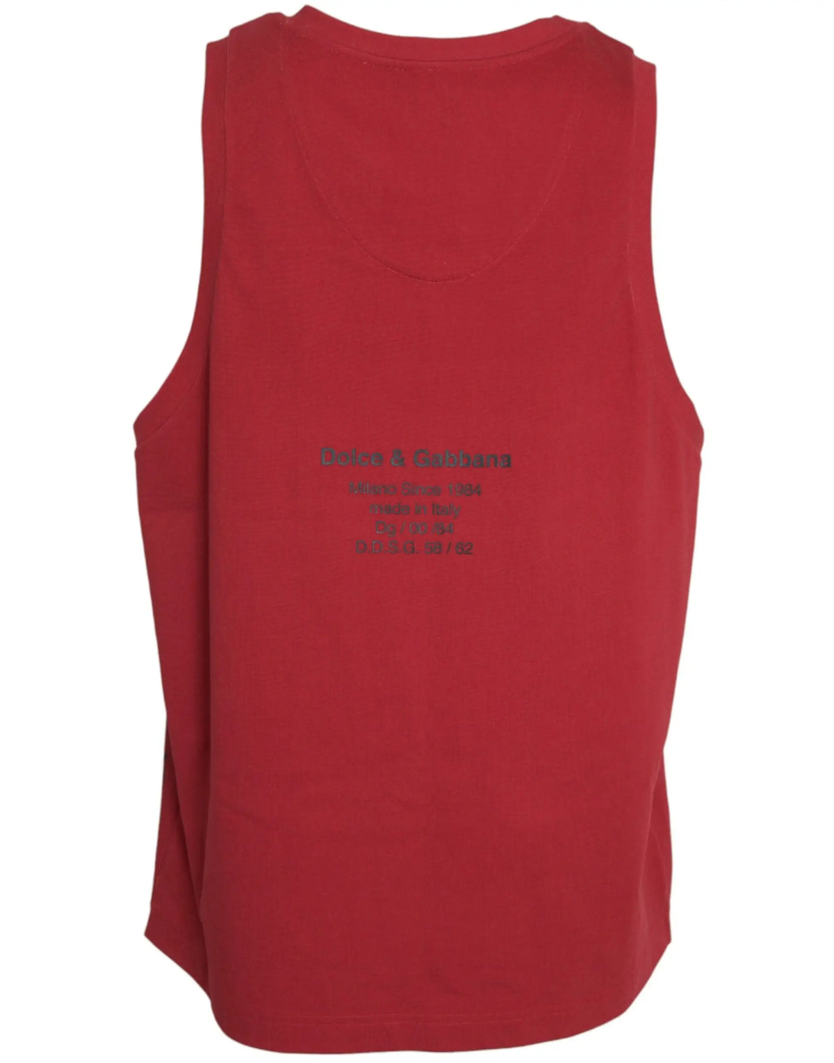 Dos d un débardeur rouge dolce & gabbana avec imprimé léopard et logo noir subtil au dos