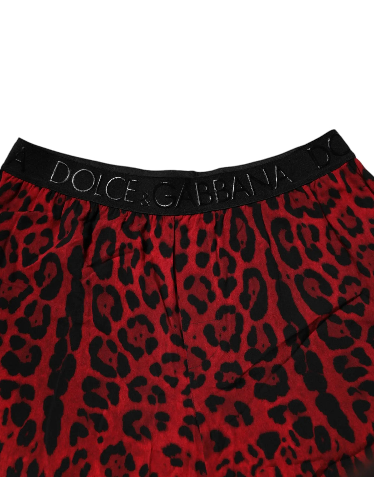 Boxer briefs dolce & gabbana rouge léopard en viscose avec ceinture élastique noire logo argenté