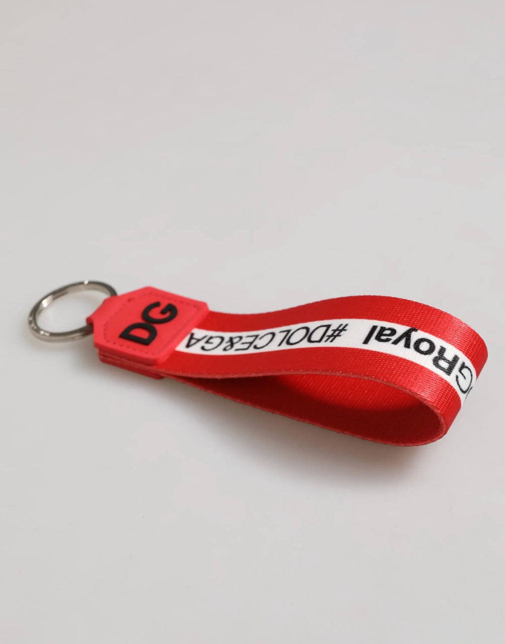 Porte-clés dolce & gabbana rouge en polyester et laiton avec logo dg noir et bande blanche #dolce&gabanna royal