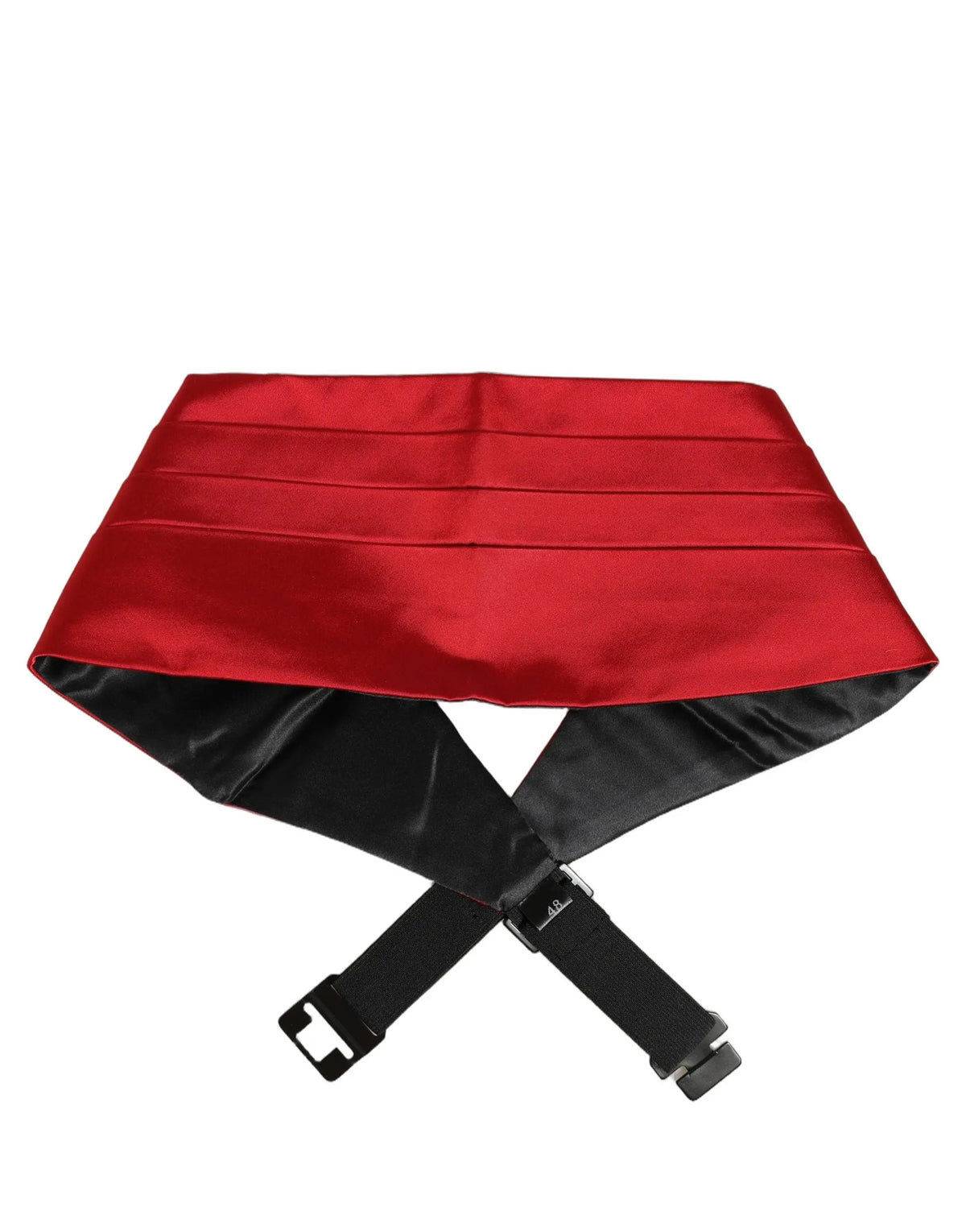 Dolce & gabbana red men 100% silk belt waist cummerbund en satin rouge avec doublure intérieure noire et sangles ajustables
