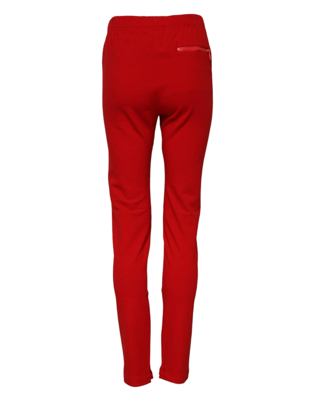 Pantalon dolce & gabbana rouge slim fit en tissu léger avec poche zippée arrière visible sur le dos
