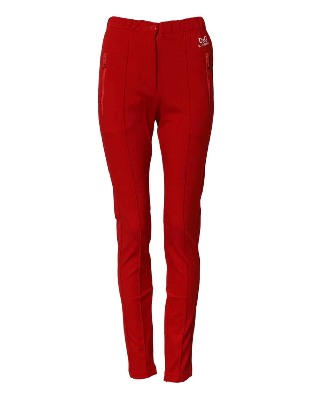 Pantalon slim rouge dolce & gabbana en tissu ajusté avec fermetures éclairs latérales discrètes