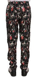Pantalon de nuit dolce & gabbana noir avec motif vif d’instruments de musique rouges et blancs