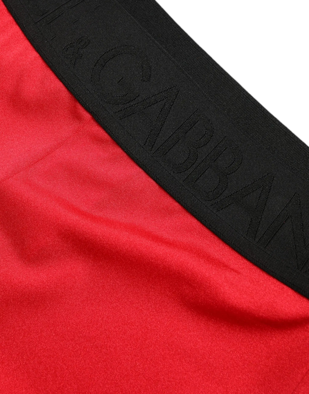Leggings slim rouge en nylon dolce gabbana avec taille elastique noire embossée du logo dolce & gabbana