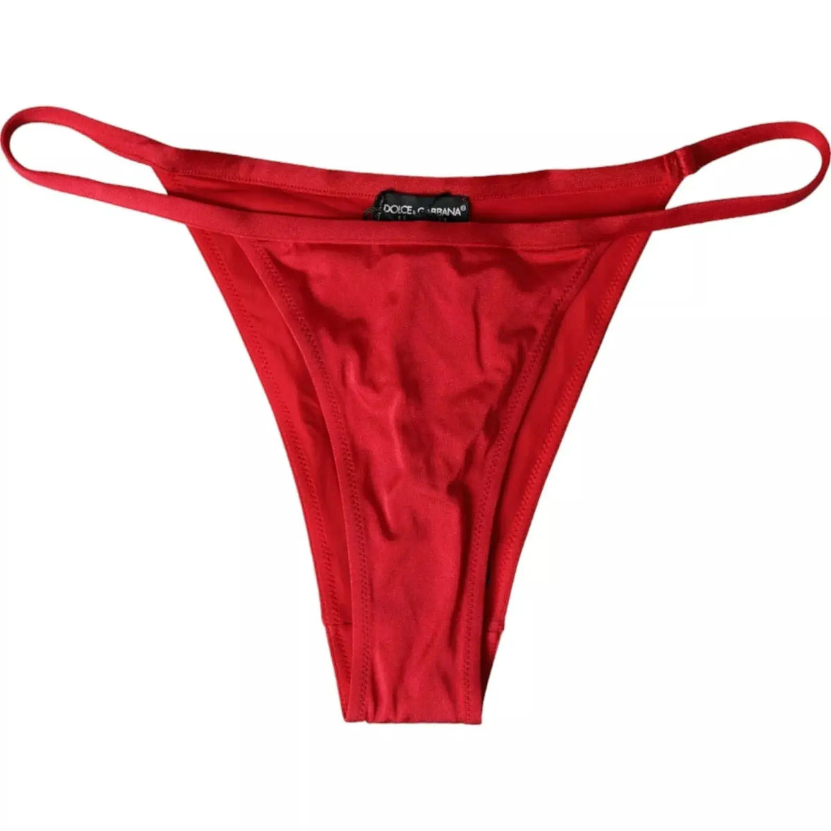 String rouge dolce & gabbana en tissu satiné lisse nylon stretch pour beachwear et maillot de bain