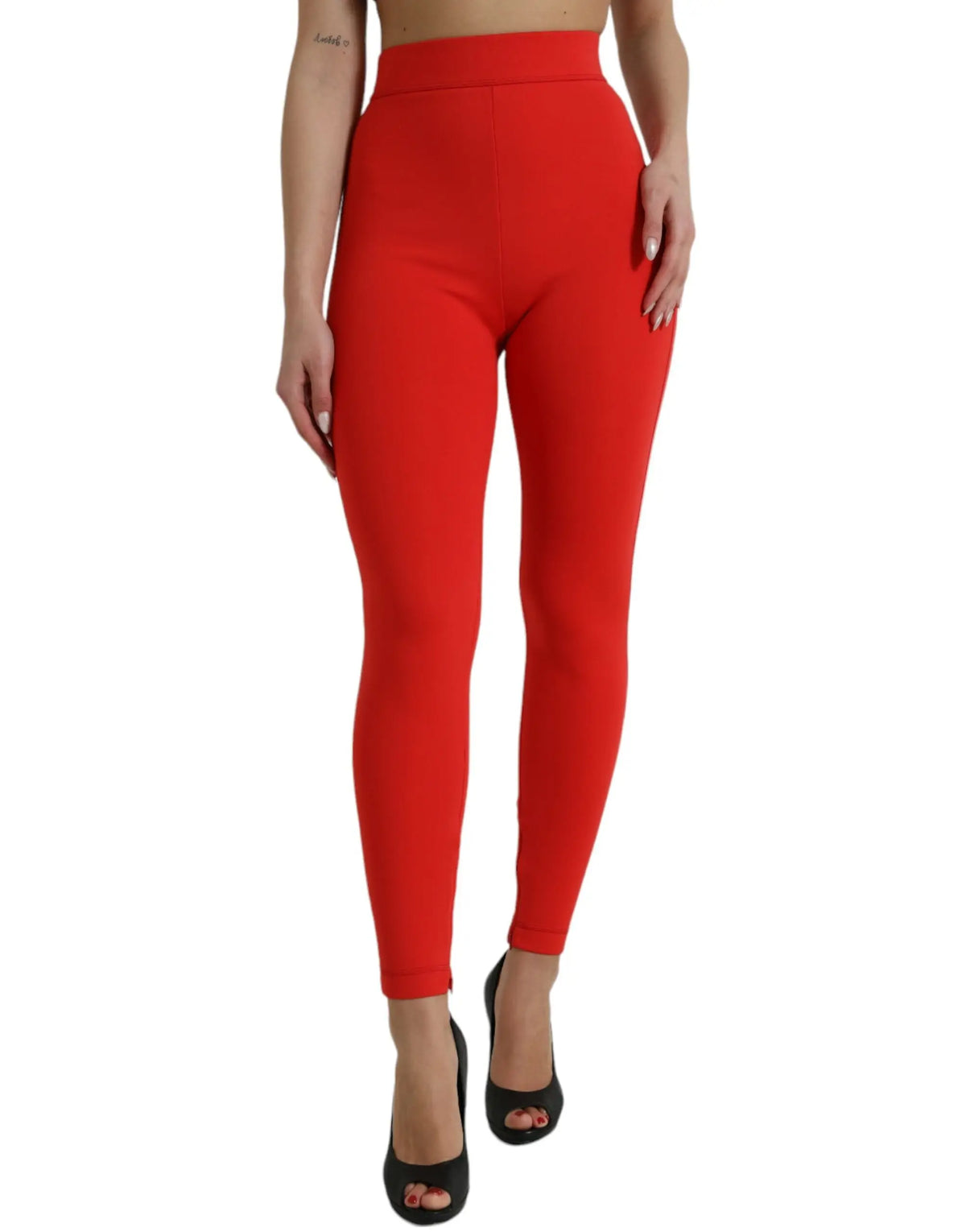 Legging slim rouge dolce & gabbana en nylon extensible avec tissu lisse et ajusté taille haute