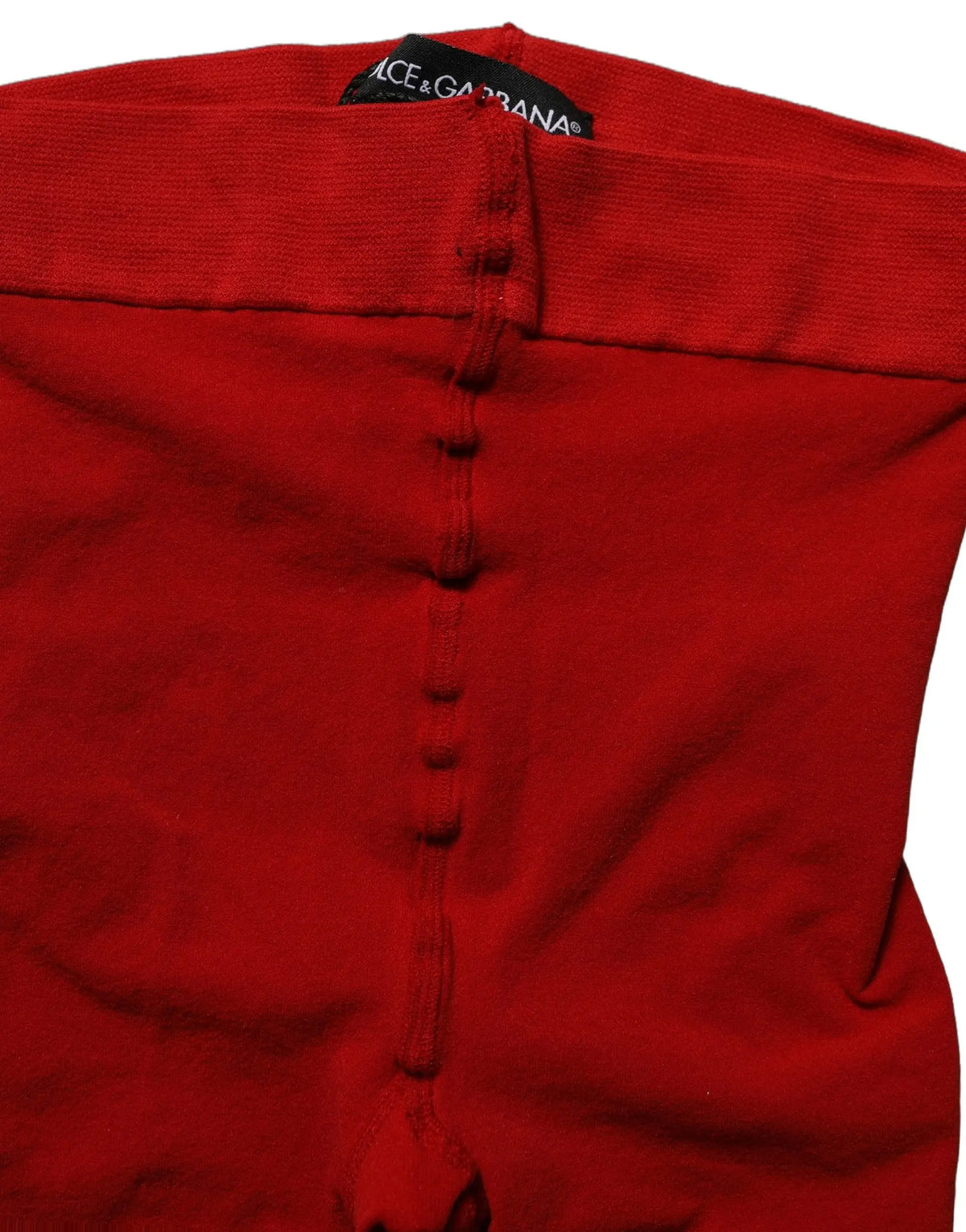 Collants dolce gabbana rouges en nylon avec devant boutonné et taille côtelée