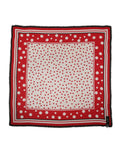 Foulard carré dolce & gabbana rouge à pois blancs avec bords effilochés 130cm x 130cm