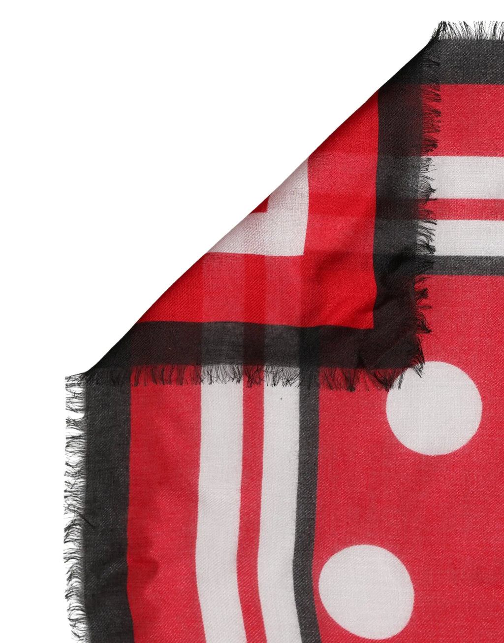 Dolce & gabbana foulard carré rouge à pois blanc motif géométrique en coton 130cm x 130cm avec bords effilochés