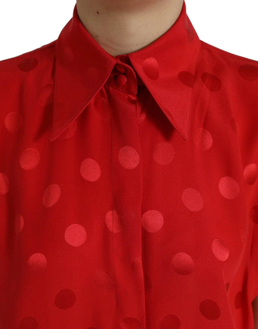 Blouse sans manches dolce & gabbana rouge à pois avec col net et léger éclat