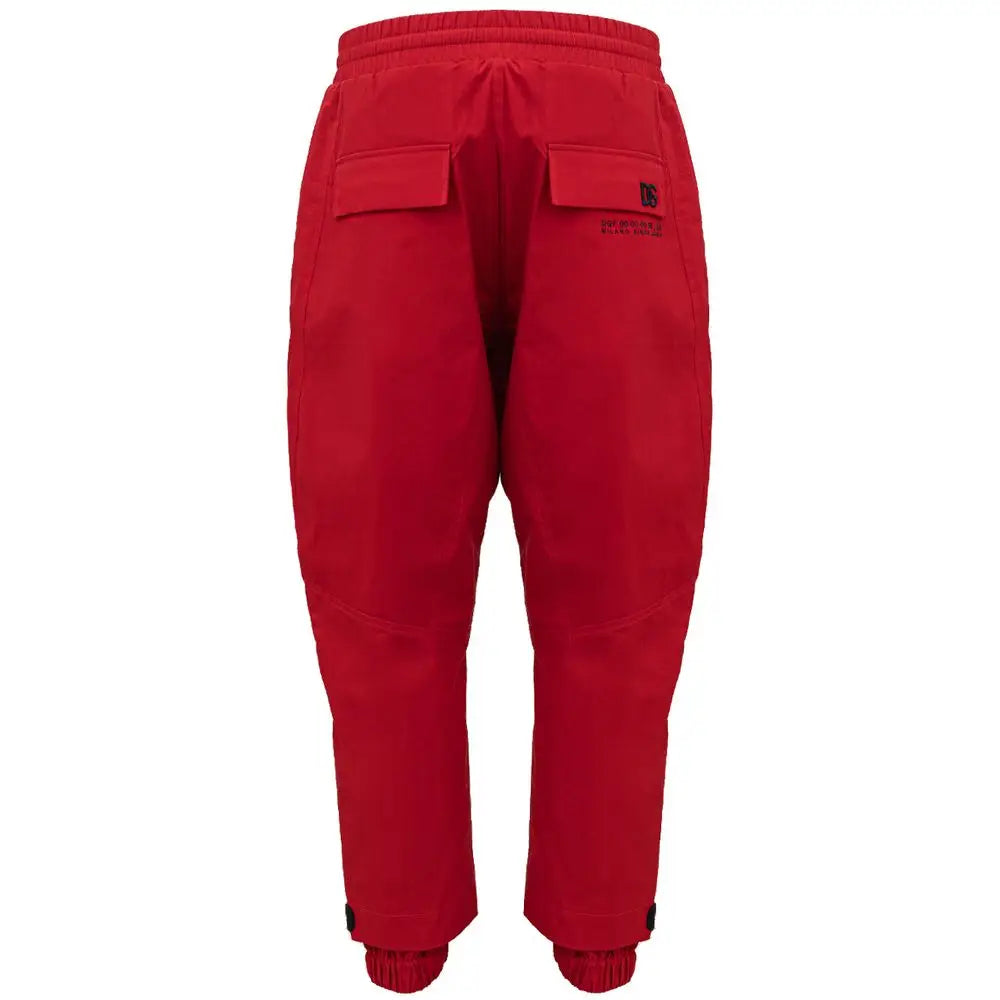 Pantalon de sport rouge dolce gabbana en polyamide avec taille élastique et poches latérales avec logo noir