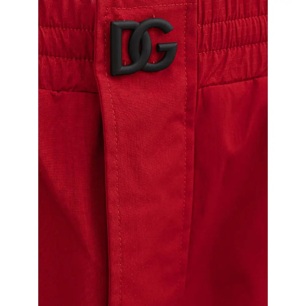 Pantalon de sport rouge dolce & gabbana en polyamide avec logo dg noir sur la ceinture