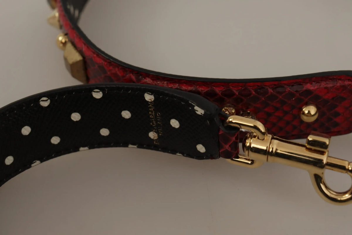 Sangle d’épaule réversible dolce & gabbana en cuir python rouge avec détails en cuir à pois noirs et matériel doré