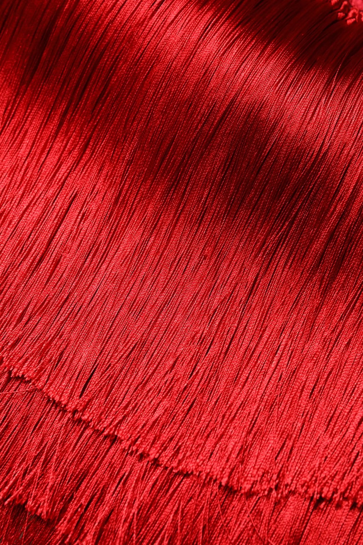 Bustier court sans bretelles dolce & gabbana en soie rouge avec franges vibrantes au tissage dense et luxueux
