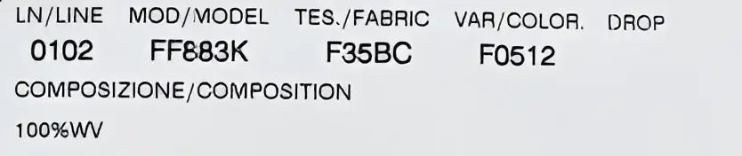Étiquette tissée blanche avec texte noir détaillant la composition et le modèle de gilet rouge sans manches dolce & gabbana