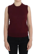 Dolce & gabbana pull sans manches col montant bordeaux en tissu maille lisse