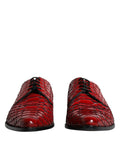 Dolce & Gabbana chaussures derby hommes rouges en cuir verni à motif peau de serpent avec lacets noirs brillants