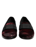 Dolce & gabbana chaussures habillées pour homme en velours rouge bordeaux avec bride noire en ruban sur le bout