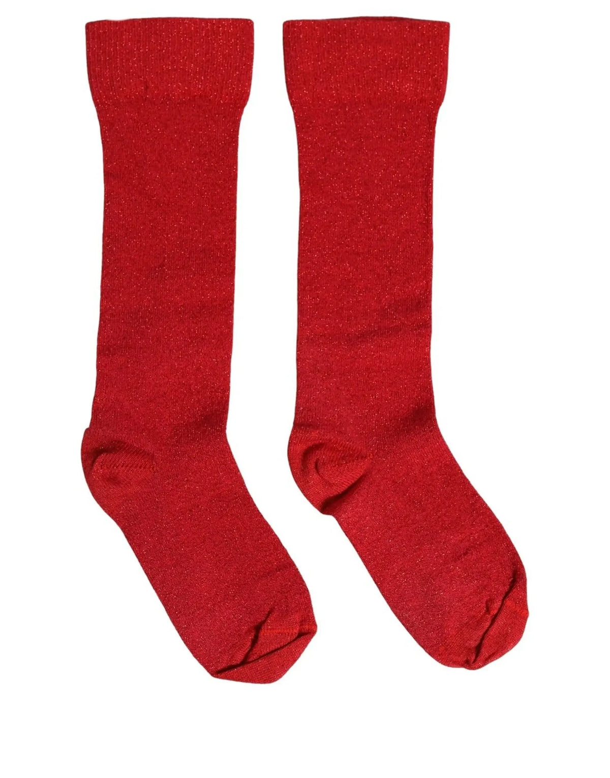 Une paire de chaussettes mi-mollet rouges dolce gabbana en viscose brillante avec bord côtelé et bout contrasté